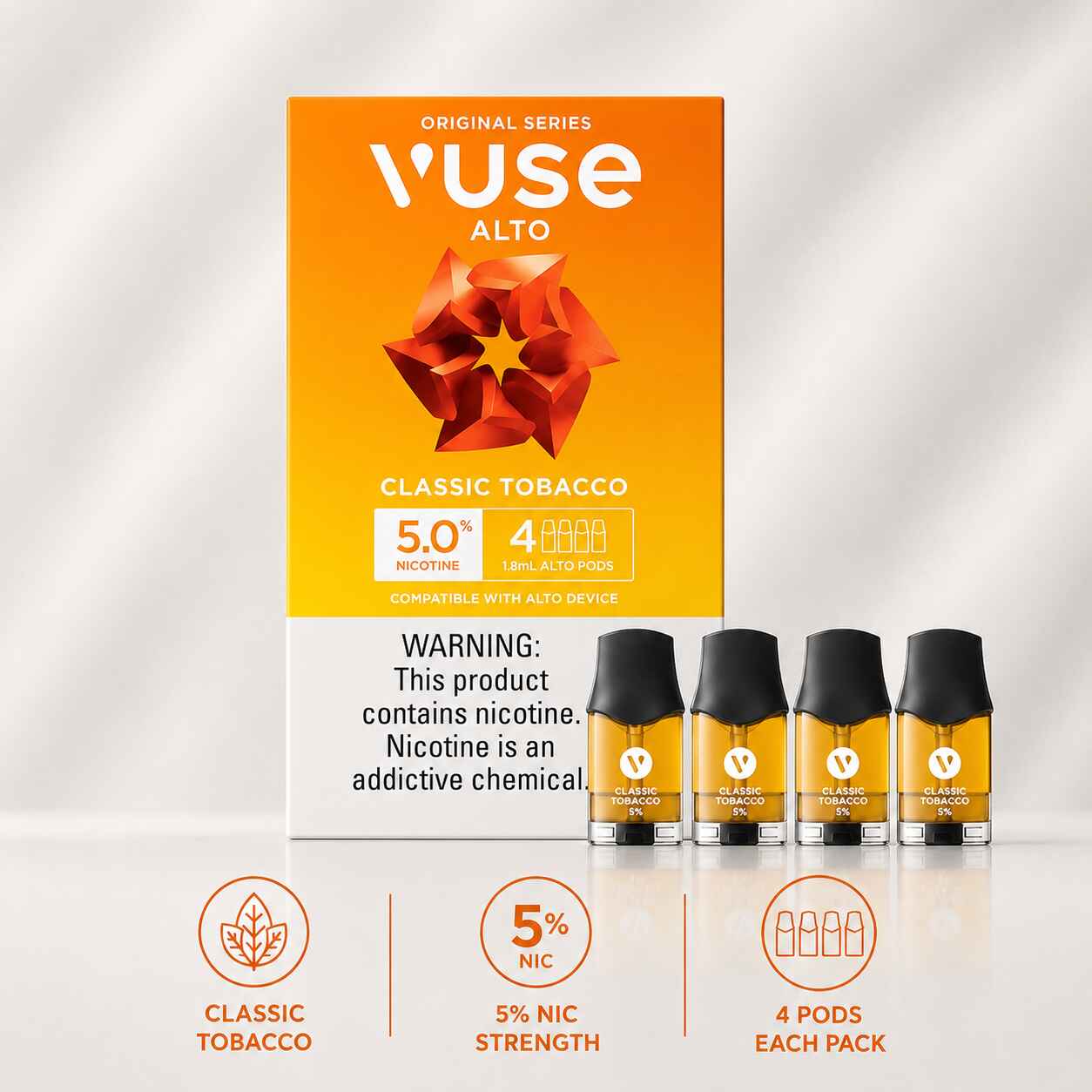 Vuse Alto Classic Tobacco 5% 4 Pods - 5pk