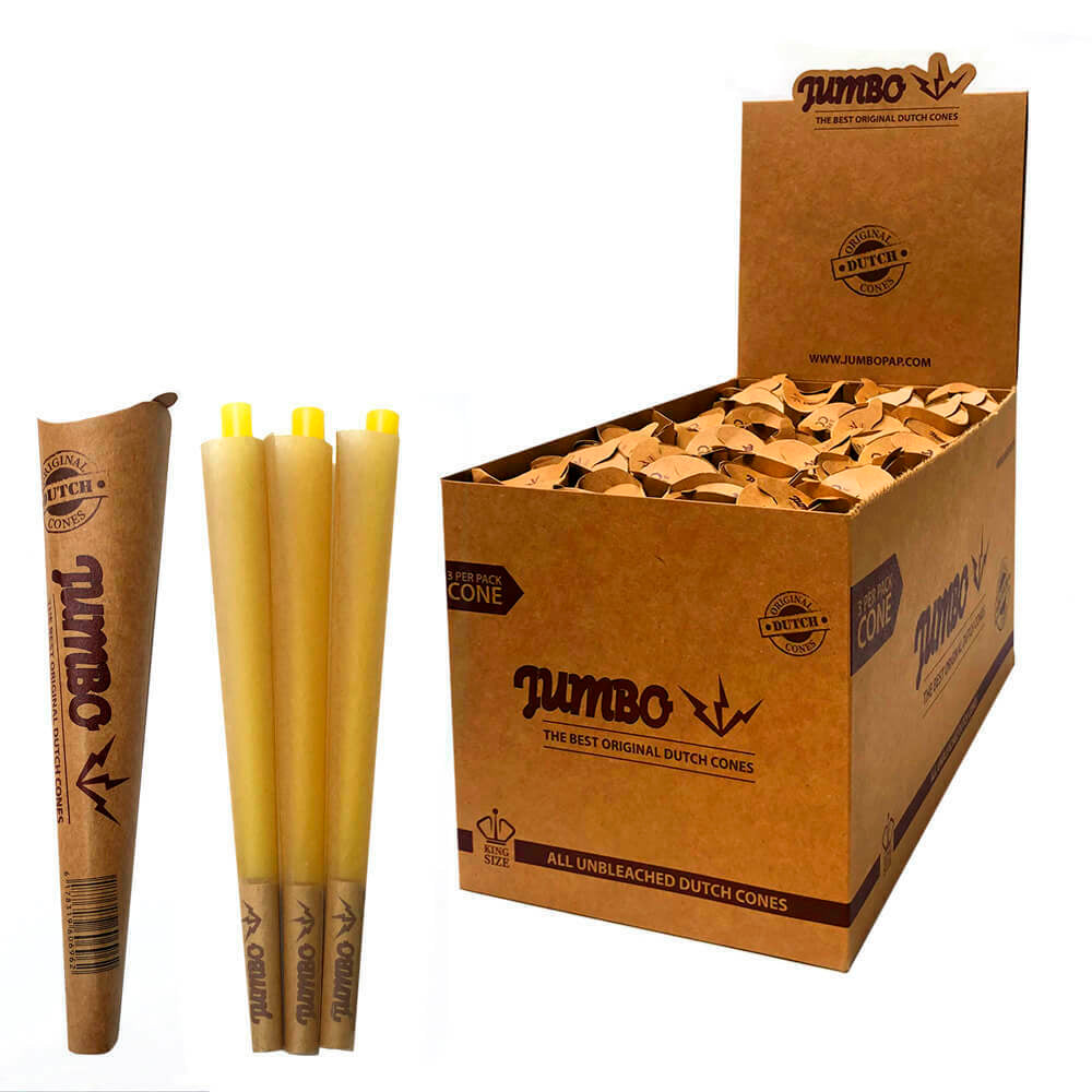 Jumbo Cones King Size 3 Pack, Brown - Box of 32 Packs