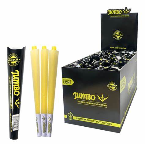 Jumbo Cones King Size 3 Pack, Black - Box of 32 Packs