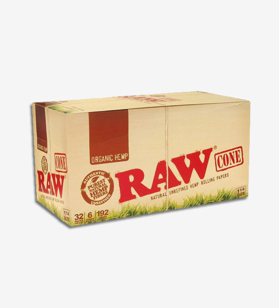 RAW Organic Rolling Paper 1 1/4" Pre-Rolled Cones, 6 packs of 6 cones, 36 total