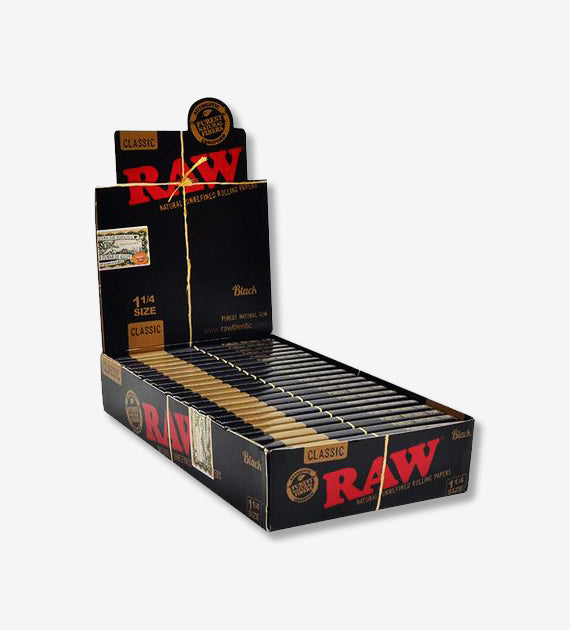RAW Classic Black 1 1/4 Rolling Paper - 24 Count Box