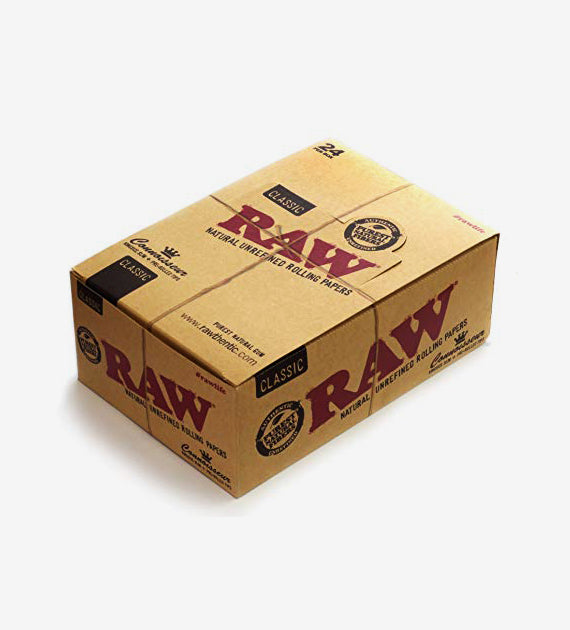 Raw Classic Connoisseur King Size Slim With Tips Rolling Paper Full, Box Of 24 Packs