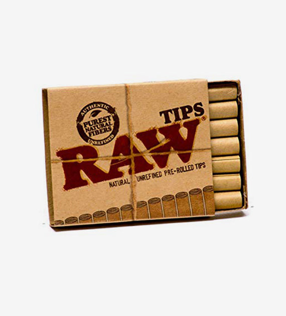 Raw Natural Unrefined Pre-Rolled Filter Tips, Box Of 20