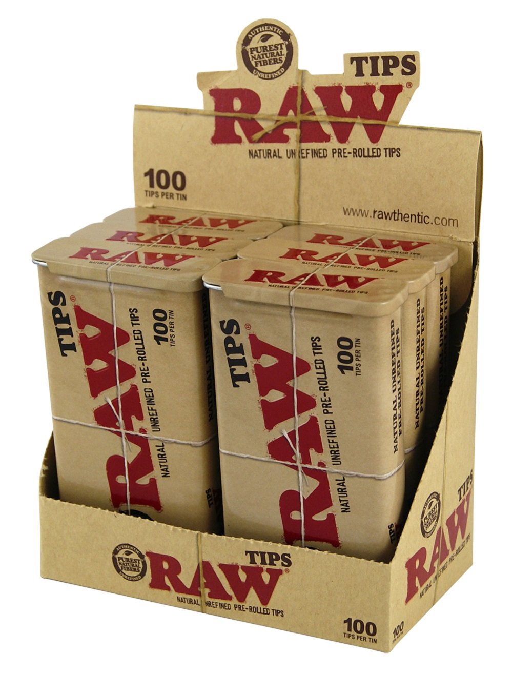 RAW Pre-rolled 100 Tips Tin - 6 Count