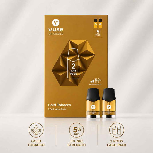 Vuse Alto Gold Tobacco 5% 2 vape pods - 5pk