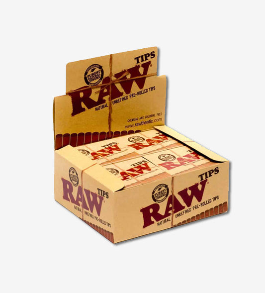 Raw Natural Unrefined Pre-Rolled Filter Tips, Box Of 20