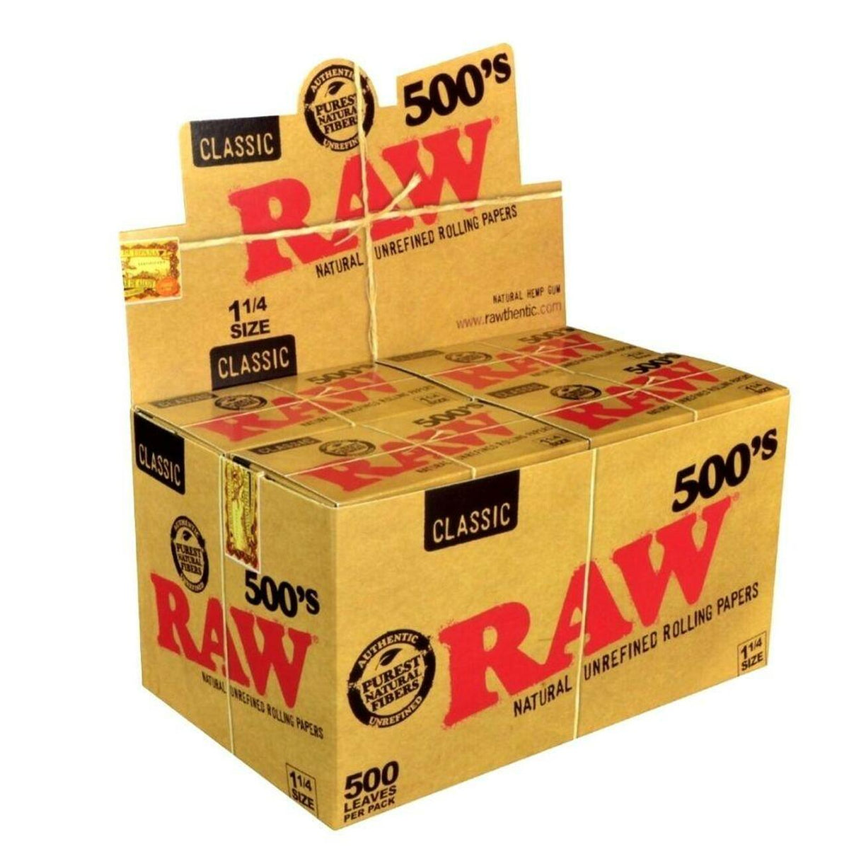 RAW 500's Classic Natural Unrefined Rolling Paper 1 1/4 79mm Size
