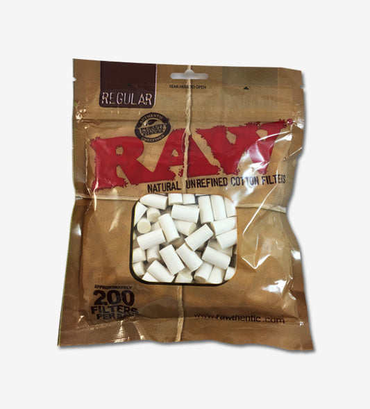 Raw Natural Unrefined Cotton Filters 200 Regular Filter Tips Bag Cigarette Roll